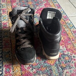Sorel Black and Gray Lace-Up Booties